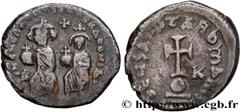 Byzantine coins HERACLIUS and HERACLIUS CONSTANTINE Type : Hexagramme  Date : 626-635  Mint name / Town : Constantinople  Metal : silver  Diameter : 19,5  mm Orientation dies : 6  h. Weight : 6,28  g.