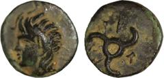 Greek Coins DYNASTS OF LYCIA. Perikles (Circa 380-360 BC). Ae. Obv: Horned head of Pan left . Rev: Triskeles. SNG von Aulock 4257-8. Condition: Very fine. Weight: 1.84 g. Diameter: 12 mm.