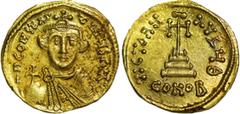 Byzantine Coins CONSTANS II (641-668). GOLD Solidus. Constantinople. Obv: δ N CONSTANTINЧS P P AV. Crowned and draped bust facing, holding globus cruciger. Rev: VICTORIA AVGЧ Θ / CONOB. Cross potent s