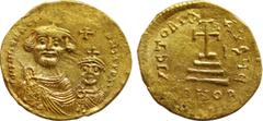 Byzantine Coins HERACLIUS with HERACLIUS CONSTANTINE (610-641). GOLD Solidus. Constantinople. Obv: δδ NN ҺЄRACLIЧS ЄT ҺЄRA CONST P P AV. Crowned and draped facing busts of Heraclius and Heraclius Cons