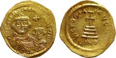 Byzantine Coins HERACLIUS with HERACLIUS CONSTANTINE (610-641). GOLD Solidus. Constantinople. Obv: δδ NN ҺЄRACLIЧS ЄT ҺЄRA CONST P P AV. Crowned and draped facing busts of Heraclius and Heraclius Cons