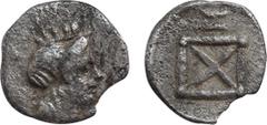 Greek Coins Cyprus. Salamis (?) circa 400-100 BC. Tetartemorion. Obv: Turreted female head right. Rev: Monogram within circle. Condition: Very fine. Weight: 0.23 g. Diameter: 7 mm. Not in the standard