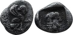 GREEK COINS DYNASTS of LYCIA. Uvug. Circa 450-425 BC. AR Hemiobol Sphinx seated right / Female head right in incuse square. SNG von Aulock 4121. VF, toned, typical light porosity. Weight: 0.44 g. Diam