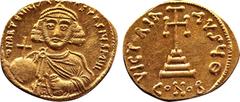 BYZANTINE COINS Byzantine Anastasius II Artemius, 713-715. Solidus (Gold, 19,2 mm, 4.48 g, 6 h), Constantinopolis. D N APTЄMIЧS ANASTASIЧS MЧL Crowned and diademed bust of Anastasius II facing, wearin