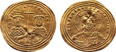 BYZANTINE COINS Byzantine Basil II Bulgaroktonos, with Constantine VIII, AV Histamenon Nomisma. Constantinople, AD 1019-1025. ⧾ IҺS XIS RЄX RЄGNANTIҺM, bust of Christ facing, wearing nimbus with cresc