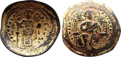 BYZANTINE COINS Byzantine (covering) Constantine X Ducas AD 1059-1067. Constantinople Histamenon Nomisma AV 24,5 mm, 3,84 g + IhS XIS REX REGNANTINM, Christ, nimbate, seated facing on straight-backed 