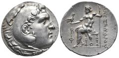 Greek Coins Greek Asia Minor - Lycia - Phaselis - AR Tetradrachm 217-16 BC in the name and types of Alexander III of Macedon - Head of young Heracles right, clad in lion’s skin, countermark ancre (Sel