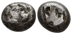 Greek Coins Greek Coins LYCIA, Dynasts of. Uncertain.(?) Circa 520-480 BC. AR Stater Forepart of boar left / Incuse punch, diagonally divided. Weight: 11.19 Diameter: 16.2