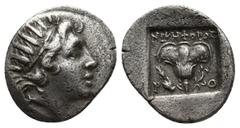 Greek Coins Greek Coins ISLANDS OFF CARIA, Rhodos. Rhodes. Circa 88-84 BC. Drachm , plinthophoric series, Nikephoros. Radiate head of Helios to right. Rev. P - O NIKHΦOPOΣ Rose with bud to right; to l
