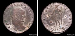 12/ Rome Imperial Constantine I (307-337AD) Follis. Thessalonika mint, struck 309-310AD. Bronze; 25mm; 6.53g. A: CONSTANTINVS dot FIL dot AVGG, laureate head right. R: GENIO CAESARIS, Genius standing 