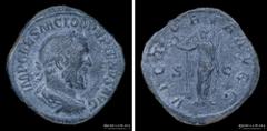 12/ Rome Imperial Pupienus (238AD) Sestertius, Rome mint. Bronze; 32.0mm; 22.66g. A: IMP CAES M CLOD PVPIENVS AVG. Laureate, draped and cuirassed bust right. R: VICTORIA AVGG S-C. Victory standing fro