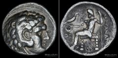01/ Ancient - Grecia Imperio Seleúcida, Seleukos I "Nikator". Emisiones póstumas a nombre de Alejandro Magno (305-300AC). AR Tetradracma. 26.0mm; 16.88g. A: Anepigráfica, Cabeza de joven Heracles con 