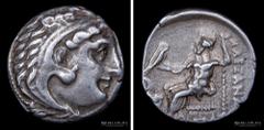 01/ Ancient - Grecia Reino de Macedonia. Alejandro III Magno 336-323AC. Ceca de Colofon. Emisión póstuma entre 310-301AC. AR Dracma. 16.5mm; 4.21g. A: Cabeza de Heracles a derecha usando piel de león.