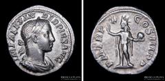 Roma. Severo Alejandro 222-235DC. AR Denario. Ceca de Roma (231DC) 18.5mm; 2.81g. A: IMP ALEXANDER PIVS AVG, Busto laureado, acorazado y drapeado a derecha. R: P M TR P X COS III P P, Sol, radiado, de