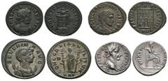 ROMAN EMPIRE. Lot of 4 coins : Tiberius, Denarius 36-37 (Giard ); Severina, Antoninian 274-275, Lyon (RIC 315); Crispus, Follis 321, Lyon (RIC 133); Cosntantinus II, Nummus 324-325, Arelate (RIC 284).