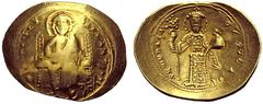 BYZANTINE EMPIRE BYZANTINE EMPIRE Constantine X Ducas, 1059-1067. AV Histamenon Nomisma, Constantinople . Obv. + IhS XIS REX-REVNANTInm Christ Pantokrator enthroned facing / Rev. + KwN RAC, L '-O DOVK