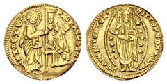 GREECE. Chios Michele Steno, 1400-1413. Ducat ND. Imitation of a Venetian gold ducat. Fr. 2D. AU 3.41 g. XF cleaned