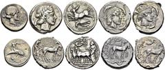 GREECE. Lot of 24 coins: Umbria, Tuder, Triens, 235 BC (TV 165a); Campania, Cumae, Didrachm, 420-380 BC (SNG Cop. 365); Calabria, Taras, Didrachm, 460-450 BC (Kraay & King, A mid-fifth century hoard f