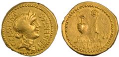ROMAN REPUBLIC. ROMAN REPUBLIC. C. Cassius Longinus with Lentulus Spinther. Aureus, 43-42 BC, mint moving with Cassius. Obv. C CASSI IMP - LEIBERTAS. Diademed head of Vesta right. Rev. LENTVLVS SPINT.