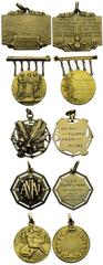ITALY. Regno d'Italia. Vittorio Emanuele III, 1900-1946. Lot of 5 medals in 750‰ gold: 7th battaglione della Regia Guardia di Finanzia; Presa di Gorizia, August 8th, 1916, XIIth divisione, by E. Caste