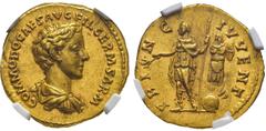 ROMAN EMPIRE. Commodus, 177-192. Aureus 176-177, Rome. Obv. COMMODO CAES AVG FIL GERM SARM. Bareheaded, draped and cuirassed bust of Commodus to right. Rev. PRI-NC IVVENT. Commodus, as first among the