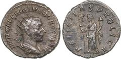 Ancient coins Roman Empire Antoninianus - Volusianus (251-253 AD) 3.93 g. 21mm. VF/VF Rome. IMP CAE C VIB VOLVSIANO AVG, Bust of Emperor to right./ FELICITAS PVBL around, Hostilian standing and holdin