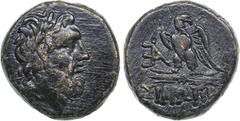 Ancient coins Paphlagonia, Sinope Æ (circa 85-65 BC) 7.61 g. 19mm. VF/VF Laureate head of Zeus right / ΣINOΠHΣ, Eagle standing left, head right, on thunderbolt; monogram to left. HGC 7, 421.