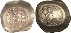 Byzantine Byzantine EL Histamenon Nomisma - Nicephorus III Botaniates (1078-1081 AD) 4.25 g. 30mm. AU/VF Constantinople. Christ Pantokrator enthroned facing IC-XC/ Nicephorus standing facing on footst