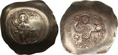 Byzantine Byzantine EL Histamenon Nomisma - Nicephorus III Botaniates (1078-1081 AD) 4.25g. 30mm. AU/VF Constantinople. Christ Pantokrator enthroned facing IC-XC/ Nicephorus standing facing on footsto