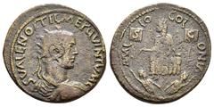 Roman Provencial Coins CILICIA. Mallus. Hostilian.(Caesar, 250-251). Ae. Obv : S VALEN OCTIL MEC QVINTVM C. Radiate, draped and cuirassed bust right. Rev : MALLO COLONIA. Tyche seated left on rocks, h