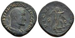 Roman Imperial Coins MAXIMINUS THRAX.(235-238).Rome. Sestertius. Obv : IMP MAXIMINVS PIVS AVG. Laureate, draped and cuirassed bust right. Rev : VICTORIA AVG / S - C. Victory advancing right, holding w