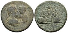 Roman Provencial Coins CAPPADOCIA. Caesarea. Macrinus with Diadumenian.(217-218). Ae. Obv : AY K M OΠ CЄOY MAKPINOC M OΠ ΔIAΔOY ANTωNЄI. Draped busts of Macrinus, laureate and cuirassed, and Diadumeni
