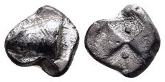 Greek Coins PAPHLAGONIA. Sinope.(Circa 490-425 BC).Drachm. Obv : Head of sea-eagle left, with 'talon'; below, dolphin left. Rev : Quadripartite incuse square with two opposing quarters filled, the oth