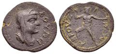 Roman Provincial Coins PHRYGIA. Bruzus. Pseudo-autonomous. Time of Maximinus Thrax to Gordian III (235-244). Ae. Obv : BOVΛH. Draped and veiled bust of Boule right. Rev : ΒΡΟVΖΗΝΩΝ. Poseidon, with foo