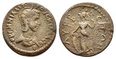 Roman Provincial Coins CILICIA.Lyrbe. Herennia Etruscilla (Augusta, 249-251). Ae. Obv : ƐΡƐΝΝΙΑ ΑΙΤΡΟΥϹΚΙΛΛΑ ϹƐΒ. Diademed and draped bust right. Rev : ΛΥΡΒƐΙΤΩΝ. Athena standing l., holding shield an