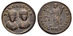 Roman Imperial Coins HONORIUS with THEODOSIUS II.(408-42).Constantinople.Exagium Solidi. Obv : DD NN AVGG. Diademed and draped facing busts of Honorius and Theodosius. Rev : EXAGIVM SOLIDI. Moneta sta