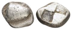 Greek Coins PAPHLAGONIA. Sinope.(Circa 490-425 BC).Drachm. Obv : Head of sea-eagle left, with 'talon'; below, dolphin left. Rev : Quadripartite incuse square with two opposing quarters filled, the oth