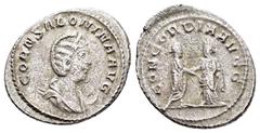 Roman Imperial Coins SALONINA.(Augusta, 254-268).Samosata.Antoninianus. Obv : CORN SALONINA AVG. Diademed and draped bust right, set on crescent. Rev : CONCORDIA AVGG. Emperor standing right, clasping