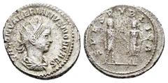 Roman Imperial Coins SALONINUS.(Caesar, 258-260).Samosata.Antoninianus. Obv : SALON VALERIANVS NOB CAES. Radiate, draped and cuirassed bust right. Rev : SPES PVBLICA. Saloninus, holding sceptre, and S