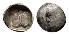 Greek Coins LYCIA or CARIA. Uncertain (?) (Circa 5th century BC). Tetartemorion. Obv : Uncertain depiction; head of Bull. Rev : Head and neck of bull left within incuse square. Condition : Good very f