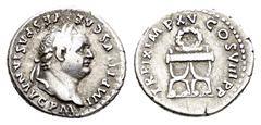 Roman Imperial Coins TITUS (79-81).Rome.Denarius. Obv : IMP TITVS CAES VESPASIAN AVG P M. Laureate head right. Rev : TR P IX IMP XV COS VIII P P. Wreath on garlanded curule chair. RIC II 108. Conditio