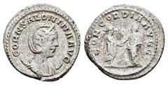 Roman Imperial Coins SALONINA.(Augusta, 254-268).Samosata.Antoninianus. Obv : CORN SALONINA AVG. Diademed and draped bust right, set on crescent. Rev : CONCORDIA AVGG. Gallienus and Salonina standing 