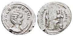 Roman Imperial Coins SALONINA (Augusta, 254-268).Antioch.Antoninianus. Obv : SALONINA AVG. Diademed and draped bust left, set on crescent. Rev : ROMAE AETERNAE. Roma seated left on shield, holding sce