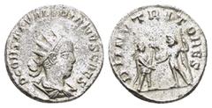 Roman Imperial Coins SALONINUS (Caesar, 258-260).Antioch.Antoninianus. Obv : P COR SAL VALERIANVS CAES. Radiate, draped and cuirassed bust right. Rev : DII NVTRITORES. Prince standing right, holding s