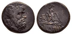 Greek Coins PAPHLAGONIA. Sinope.(Circa 95-90 or 80-70 BC). Struck under Mithradates VI Eupator.Ae. Obv : Laureate head of Zeus right. Rev : ΣΙΝΩΠΗΣ. Eagle, with head right and wings spread, standing l
