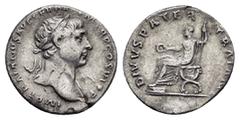 Roman Imperial Coins TRAJAN with TRAJAN PATER (98-117).Rome.Denarius. Obv : IMP TRAIANO AVG GER DAC P M TR P COS VI P P. Laureate bust of Trajan right, with slight drapery. Rev : DIVVS PATER TRAIAN. M