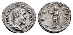 Roman Imperial Coins MAXIMINUS THRAX (235-238).Rome.Denarius. Obv : IMP MAXIMINVS PIVS AVG. Laureate, draped and cuirassed bust right. Rev : PAX AVGVSTI. Pax standing left, holding branch and sceptre.