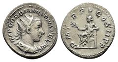 Roman Imperial Coins GORDIAN III (238-244).Rome.Antoninianus. Obv : IMP GORDIANVS PIVS FEL AVG. Radiate, draped and cuirassed bust right. Rev : P M TR P V COS II P P. Apollo seated left, holding branc