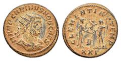 Roman Imperial Coins CARINUS (283-285).Cyzicus .Antoninianus. Obv : M AVR CARINVS NOB CAES. Radiate, draped and cuirased bust of Carinus, Caesar right. Rev : CLEMENTIA TEMP. Carinus in military garb s