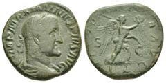 Roman Imperial Coins MAXIMINUS THRAX (235-238).Rome. Sestertius. Obv : IMP MAXIMINVS PIVS AVG. Laureate, draped and cuirassed bust right. Rev : VICTORIA AVG / S - C. Victory advancing right, holding w